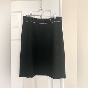 Ann Taylor 💯% Wool Skirt: Black, Bow w/Raw White Edges at Waist Center, Lined 10